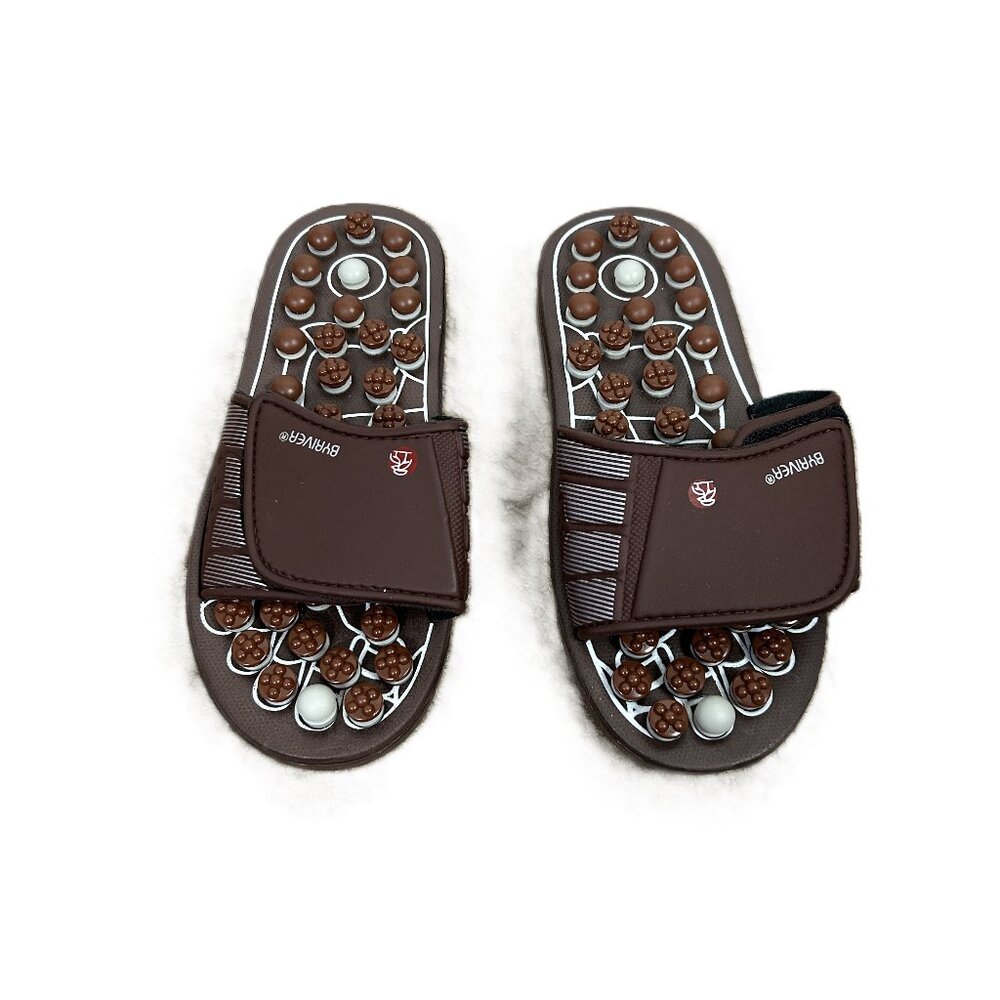 BYRIVER Sandals SHOES Slippers Acupressure Foot Massage Reflexology S Brown